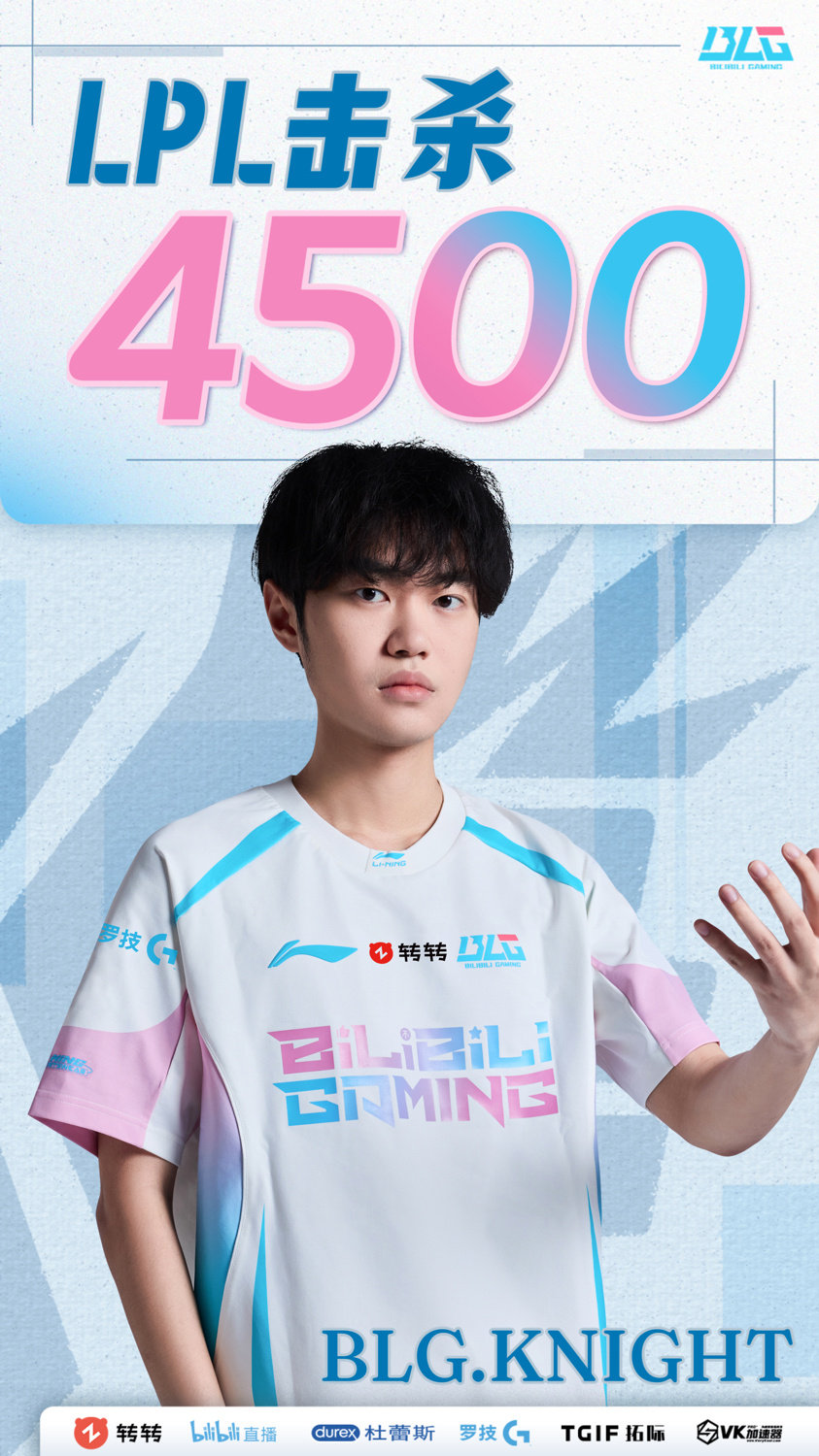 Knight达成LPL4500总击杀里程碑
